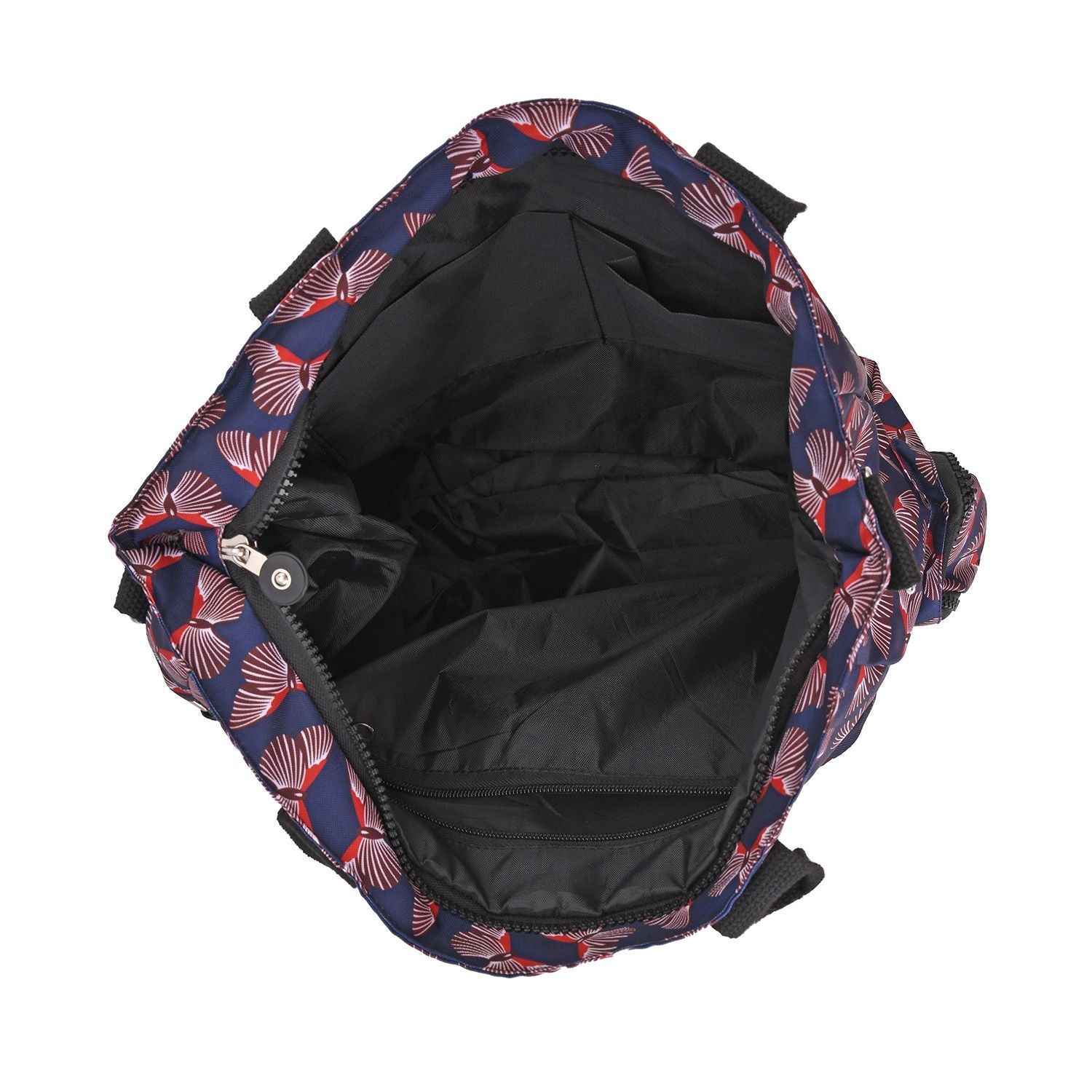 Einfarbige Umhängetasche mit mehreren Fächern, wasserdicht, Größe 36x15x33, schwarz Schmetterling
