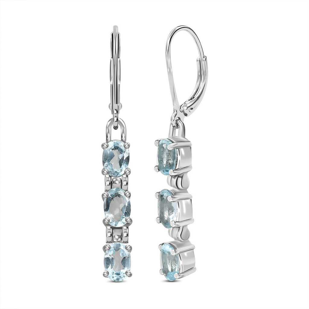 Himmelblauer Topas Ohrringe  Edelstahl ca. 3,65 ct