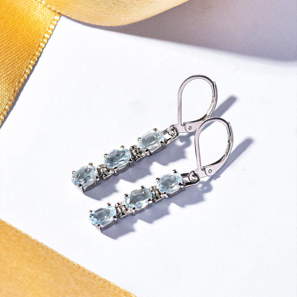 Himmelblauer Topas Ohrringe  Edelstahl ca. 3,65 ct