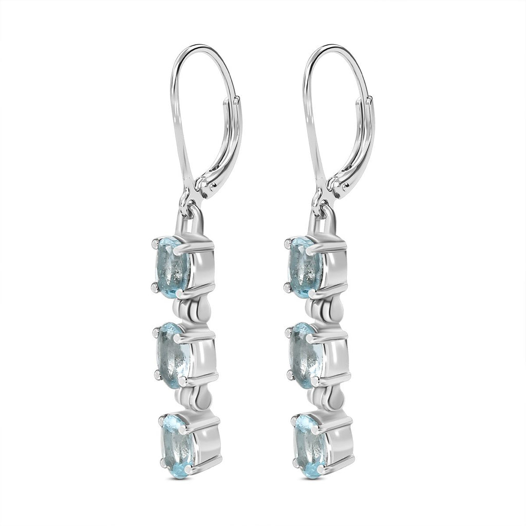 Himmelblauer Topas Ohrringe  Edelstahl ca. 3,65 ct