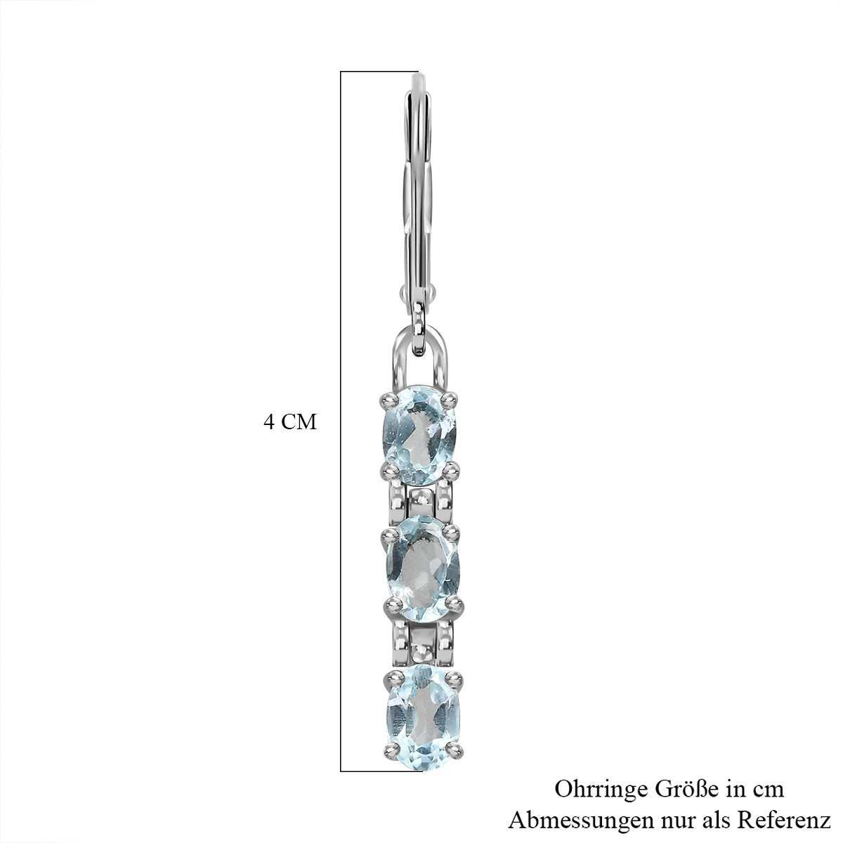 Himmelblauer Topas Ohrringe  Edelstahl ca. 3,65 ct