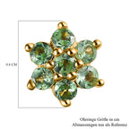 Natürliche Merelani Mint-Granat Ohrstecker, 925 Silber Gelbgold Vermeil ca. 0.62 ct