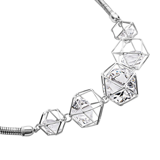 Weiße Kristall Halskette, ca. 50 cm, silberfarben 5.00 ct