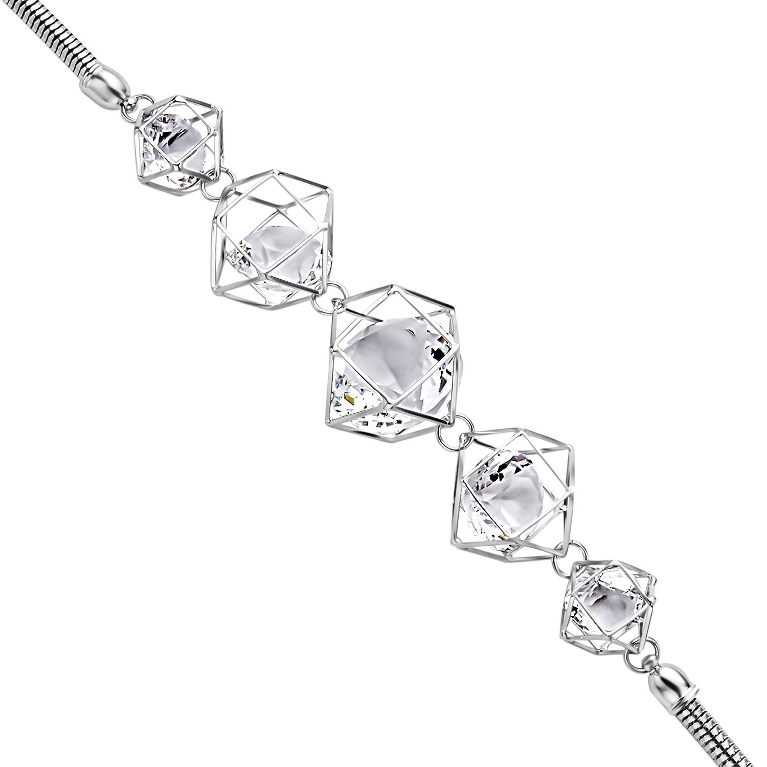 Weiße Kristall Halskette, ca. 50 cm, silberfarben 5.00 ct