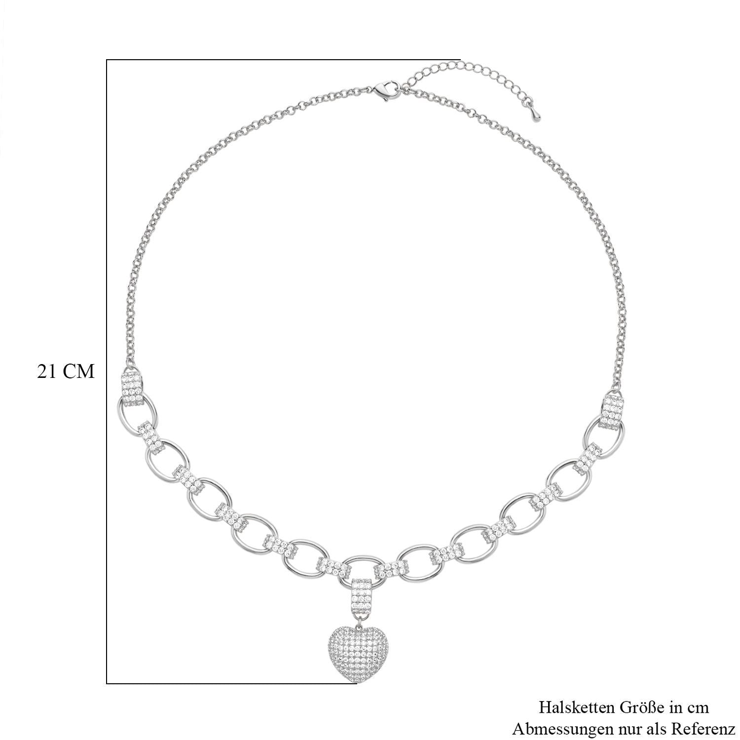 Weiße Zirkonia Halskette, ca. 50 cm, Messing ca. 1,50 ct