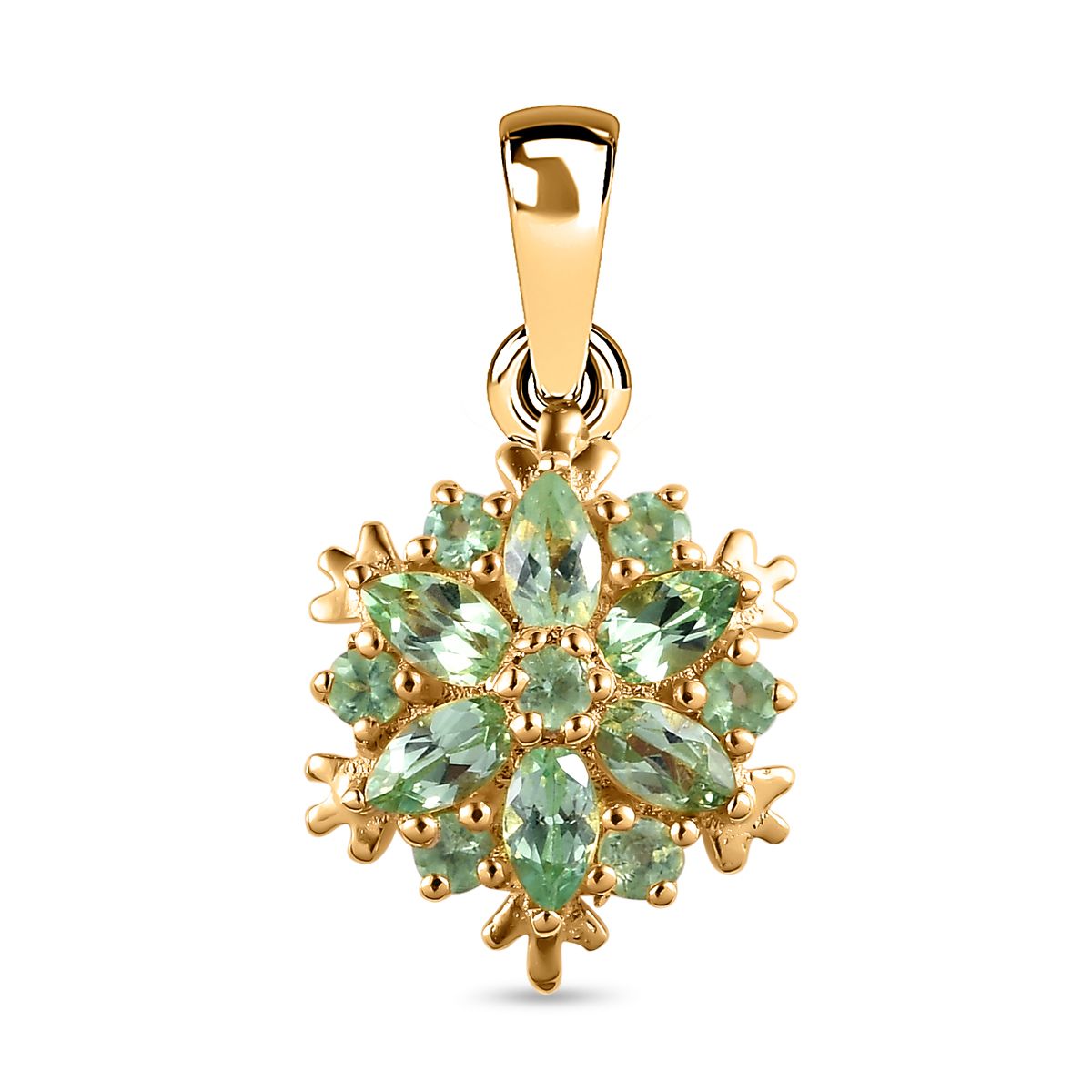 Merelani Mint-Granat Anhänger, 925 Silber Gelbgold Vermeil ca. 0.82 ct