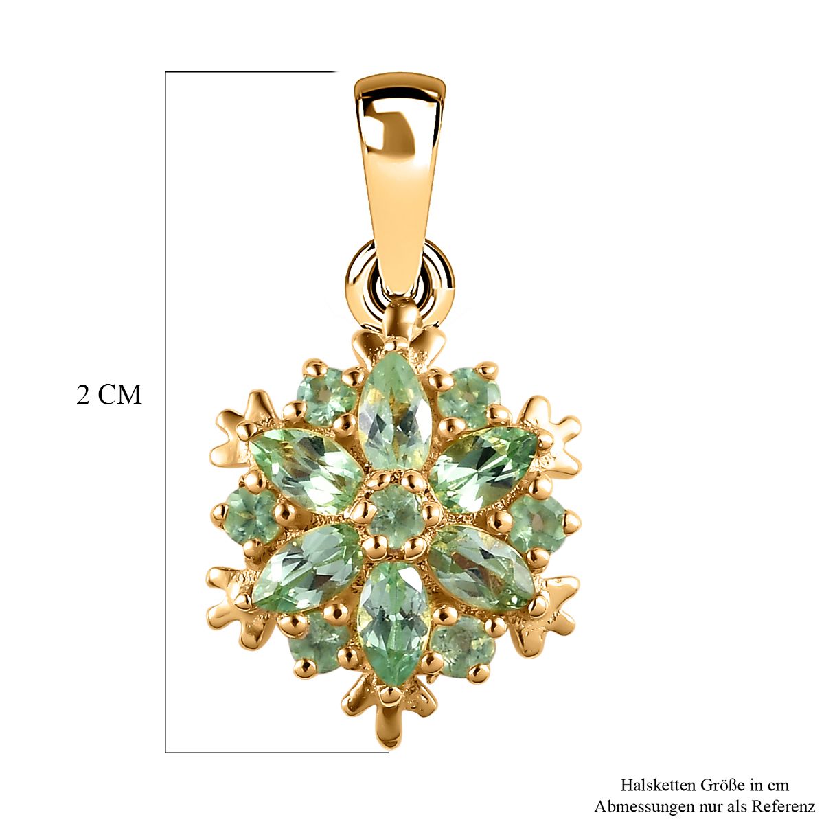 Merelani Mint-Granat Anhänger, 925 Silber Gelbgold Vermeil ca. 0.82 ct