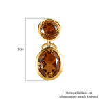 Champagner Triplette Quarz Ohrringe, 925 Silber vergoldet ca. 6.24 ct