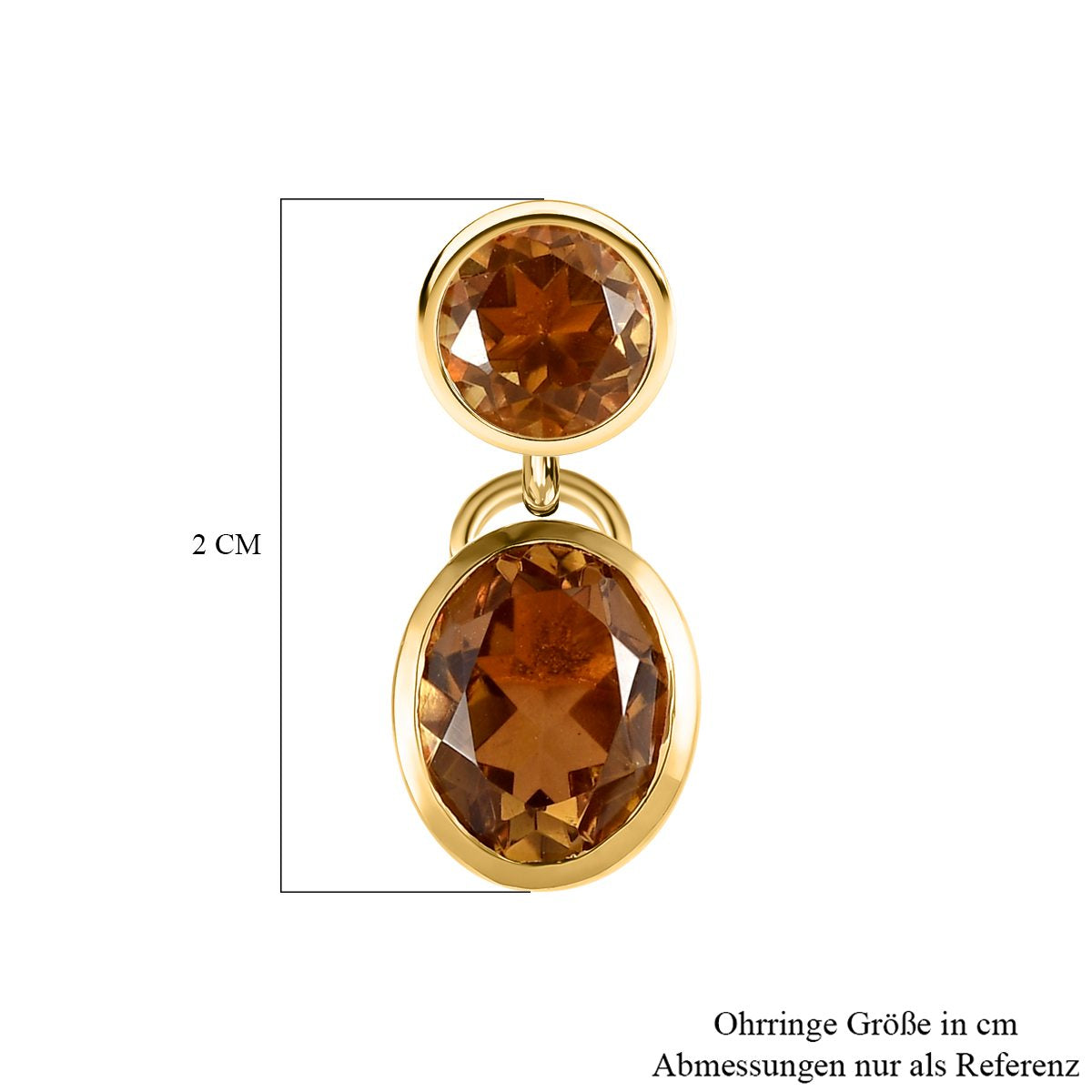 Champagner Triplette Quarz Ohrringe, 925 Silber vergoldet ca. 6.24 ct