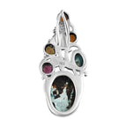Sierra Nevada Türkis und mehrfarbig Turmalin Anhänger, 925 Silber platiniert ca. 7.09 ct