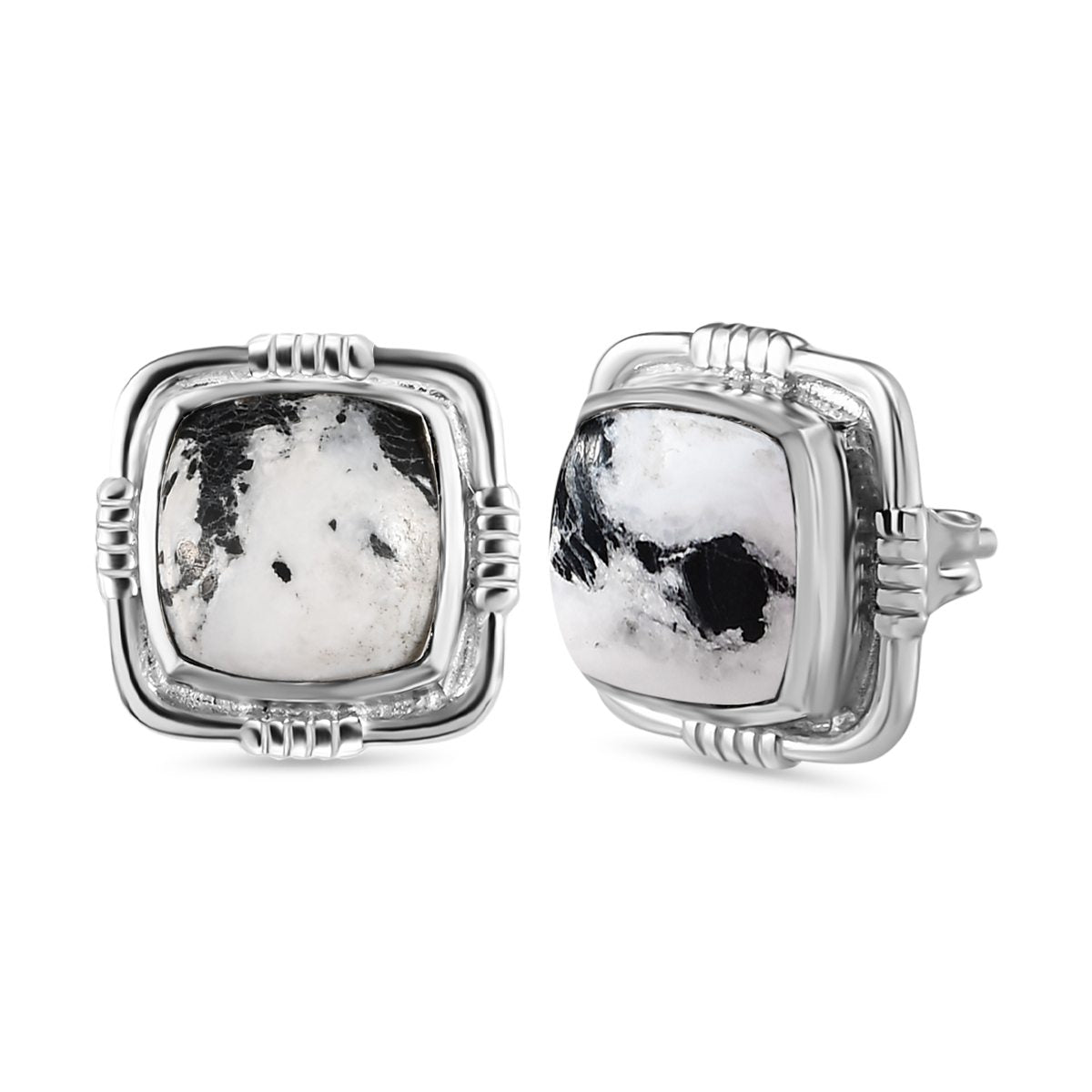 Weißer Büffel Ohrringe, 925 Silber platiniert ca. 4.68 ct