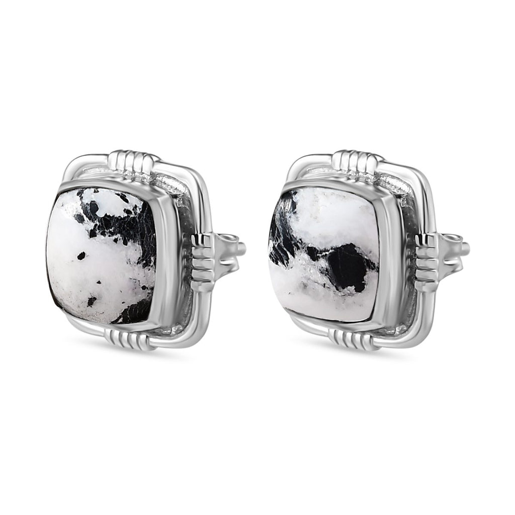 Weißer Büffel Ohrringe, 925 Silber platiniert ca. 4.68 ct