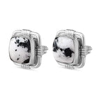 Weißer Büffel Ohrringe, 925 Silber platiniert ca. 4.68 ct