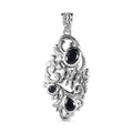 Schwarzer Saphir Anhänger, 925 Silber platiniert ca. 3.10 ct