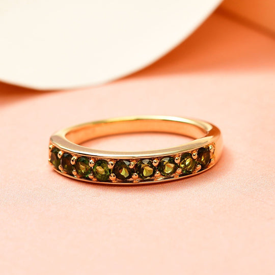 Natürlicher Chrom Turmalin Ring, 925 Silber Gelbgold Vermeil (Größe 21.00) ca. 0.57 ct
