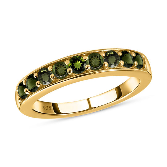 Natürlicher Chrom Turmalin Ring, 925 Silber Gelbgold Vermeil (Größe 21.00) ca. 0.57 ct