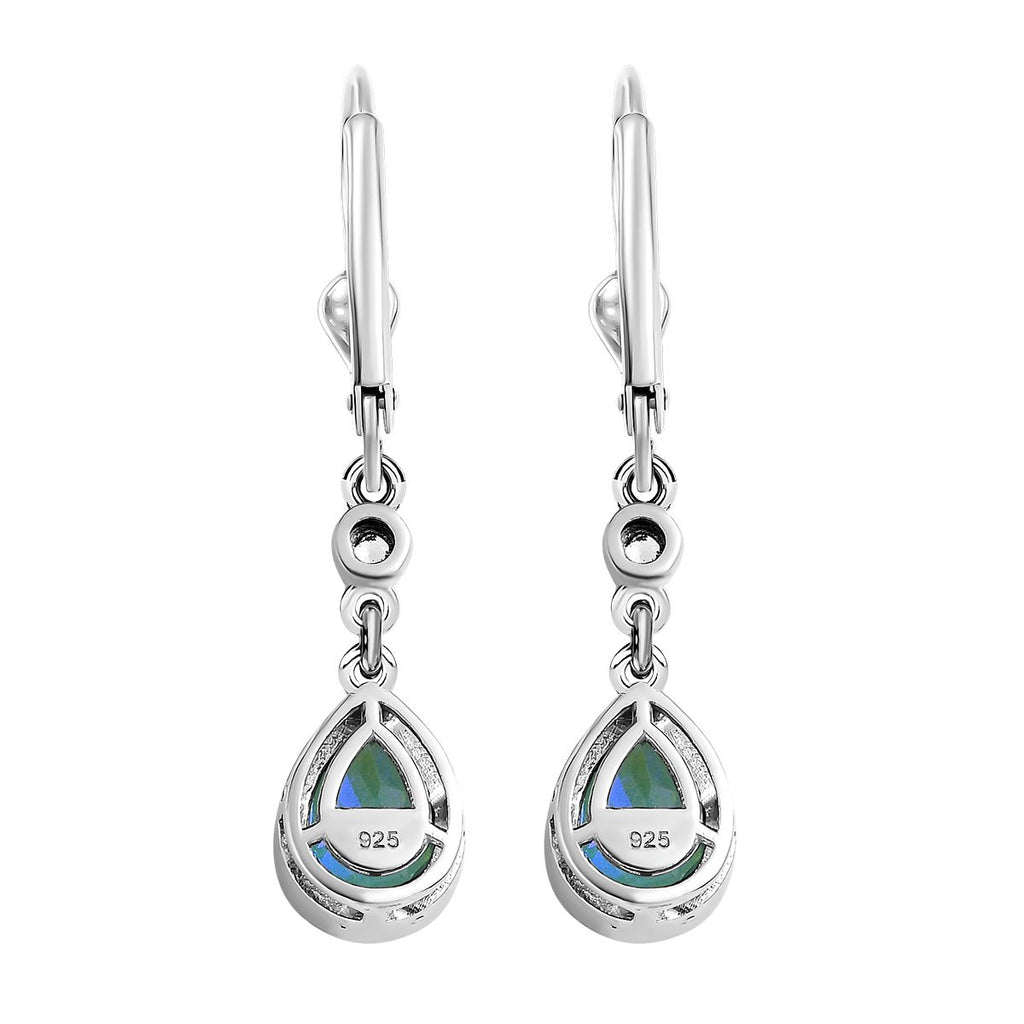 Pfau Triplette Quarz, weiße Zirkon Ohrringe, 925 Silber platiniert ca. 2.73 ct