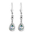 Pfau Triplette Quarz, weiße Zirkon Ohrringe, 925 Silber platiniert ca. 2.73 ct