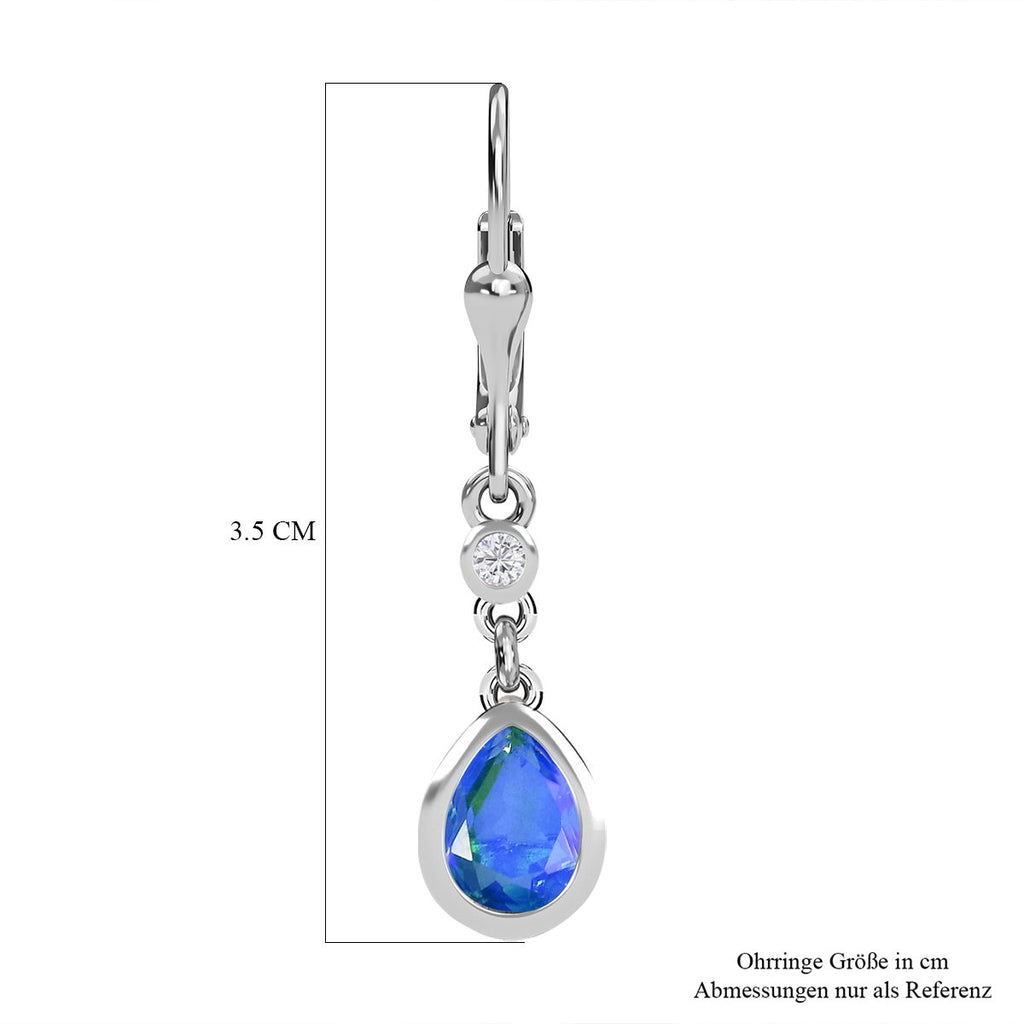 Pfau Triplette Quarz, weiße Zirkon Ohrringe, 925 Silber platiniert ca. 2.73 ct