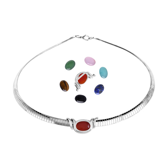 Evertrue Edelstein-Halskette mit 7 austauschbaren Edelsteinen, 45cm, Edelstahl Ion-Gelbbeschichtung - 24,50 ct.