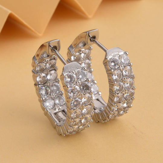Weiße Kristall Ohrringe, 316L Edelstahl 10.00 ct