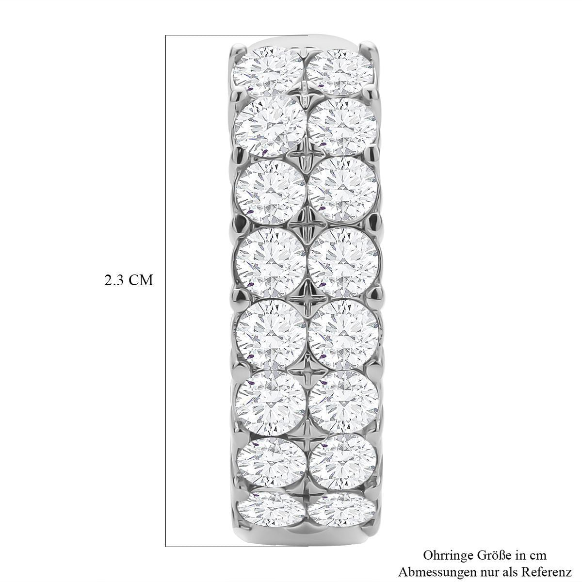 Weiße Kristall Ohrringe, 316L Edelstahl 10.00 ct