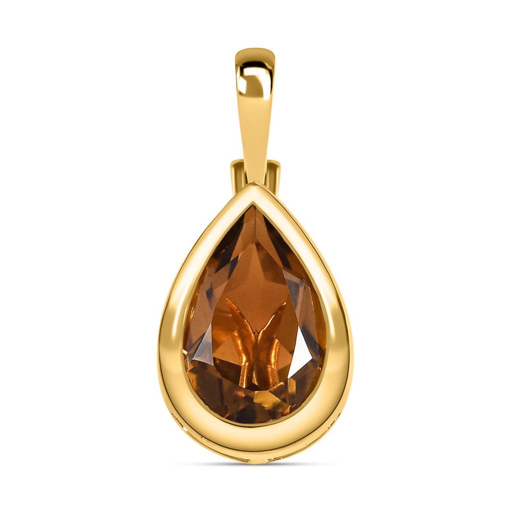 Champagner Triplett Quarz Anhänger, 925 Silber vergoldet ca. 3.16 ct