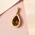 Champagner Triplett Quarz Anhänger, 925 Silber vergoldet ca. 3.16 ct