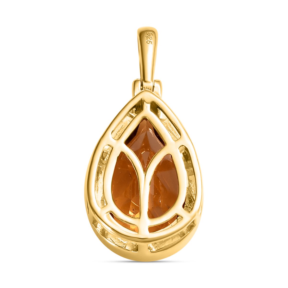 Champagner Triplett Quarz Anhänger, 925 Silber vergoldet ca. 3.16 ct