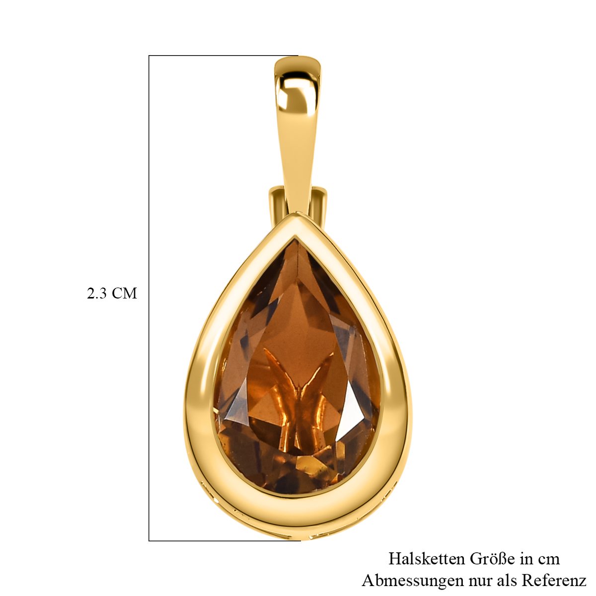 Champagner Triplett Quarz Anhänger, 925 Silber vergoldet ca. 3.16 ct