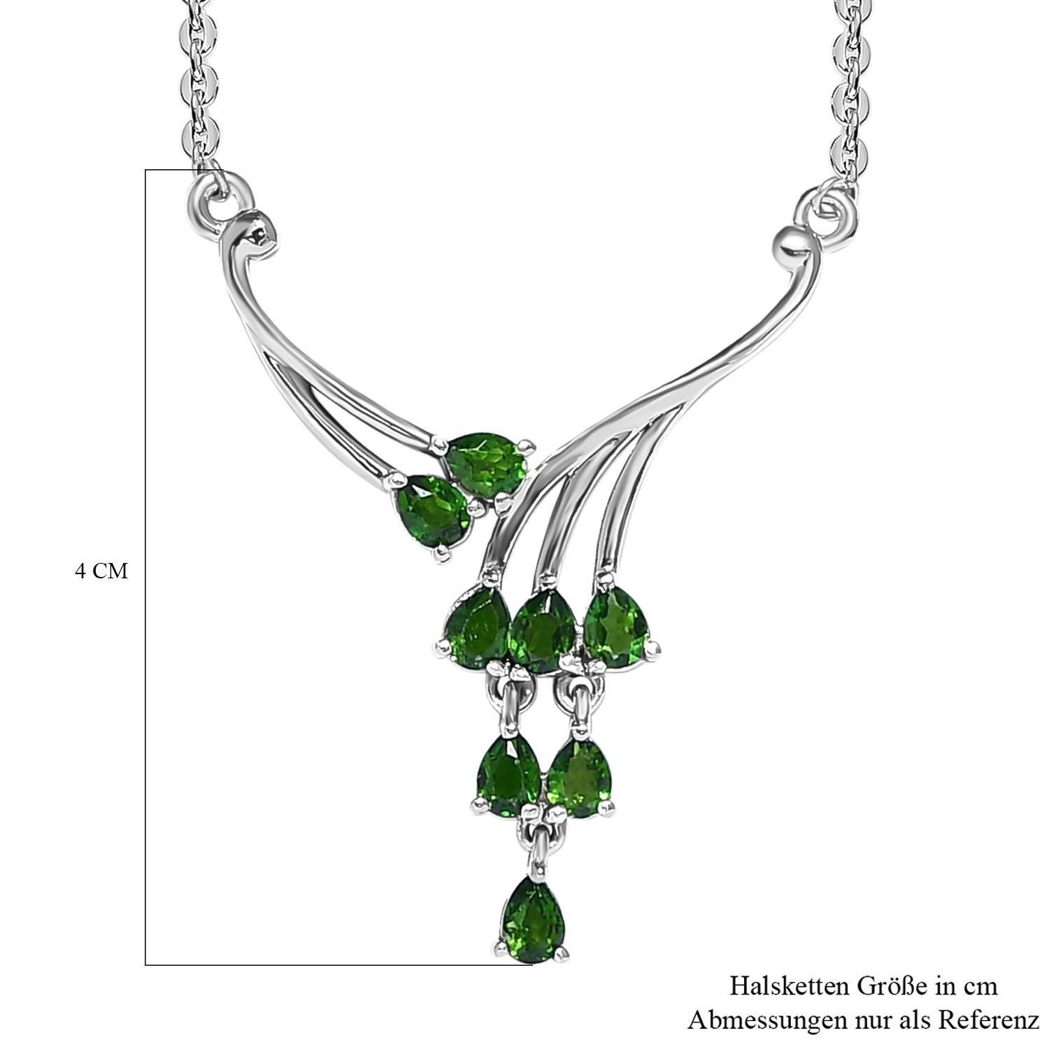 Natürliche Chromdiopsid Halskette, ca. 45 cm, 925 Silber platiniert ca. 1.19 ct