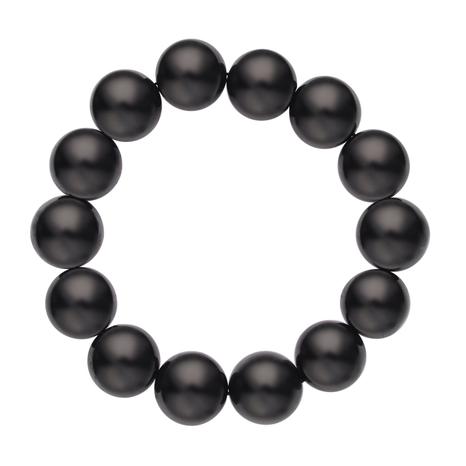 Natürliches Shungit (11-13 mm) flexibles Armband, 18-20 cm, ca. 200.00 ct