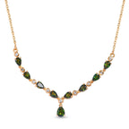 Natürliche Chrom Turmalin Halskette, ca. 45 cm, 925 Silber Gelbgold Vermeil ca. 3.74 ct