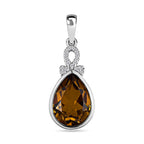 Champagner Triplette Quarz und weißer Zirkon-Anhänger, 925 Silber platiniert ca. 5.53 ct