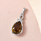 Champagner Triplette Quarz und weißer Zirkon-Anhänger, 925 Silber platiniert ca. 5.53 ct