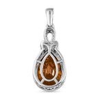 Champagner Triplette Quarz und weißer Zirkon-Anhänger, 925 Silber platiniert ca. 5.53 ct