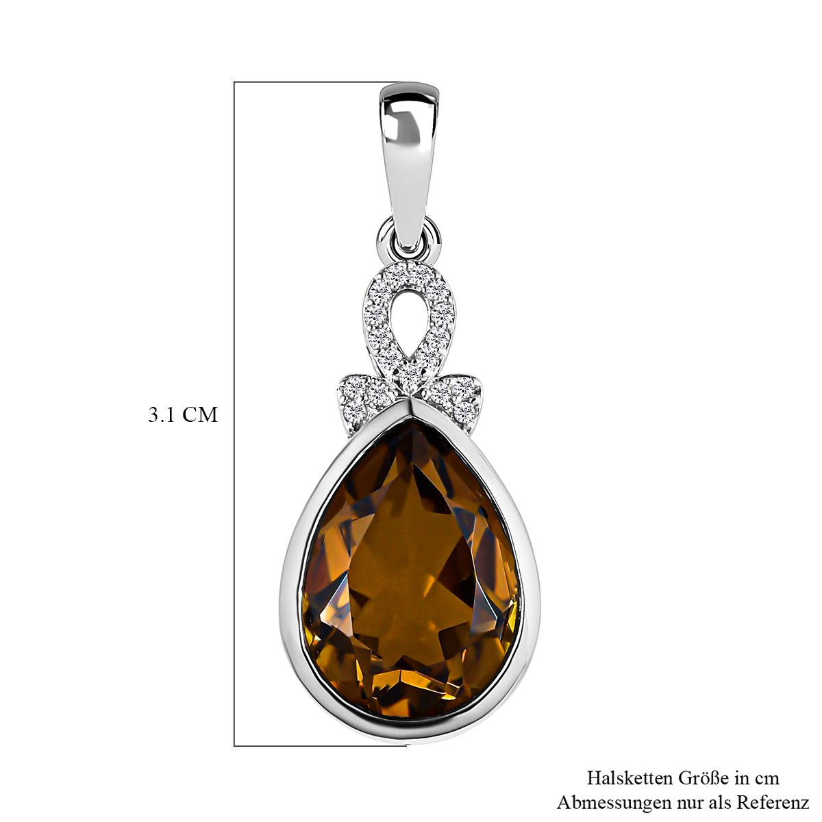 Champagner Triplette Quarz und weißer Zirkon-Anhänger, 925 Silber platiniert ca. 5.53 ct
