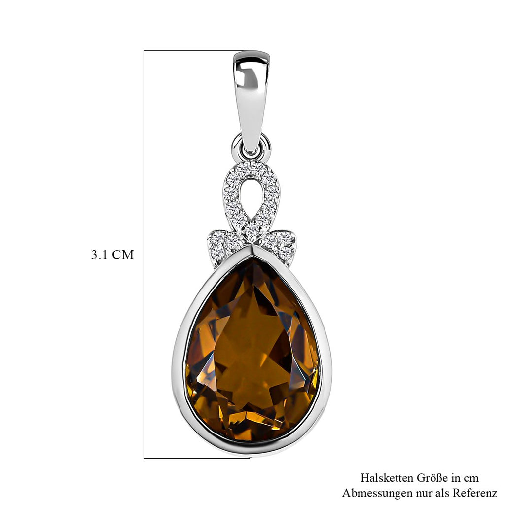 Champagner Triplette Quarz und weißer Zirkon-Anhänger, 925 Silber platiniert ca. 5.53 ct