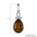 Champagner Triplette Quarz und weißer Zirkon-Anhänger, 925 Silber platiniert ca. 5.53 ct