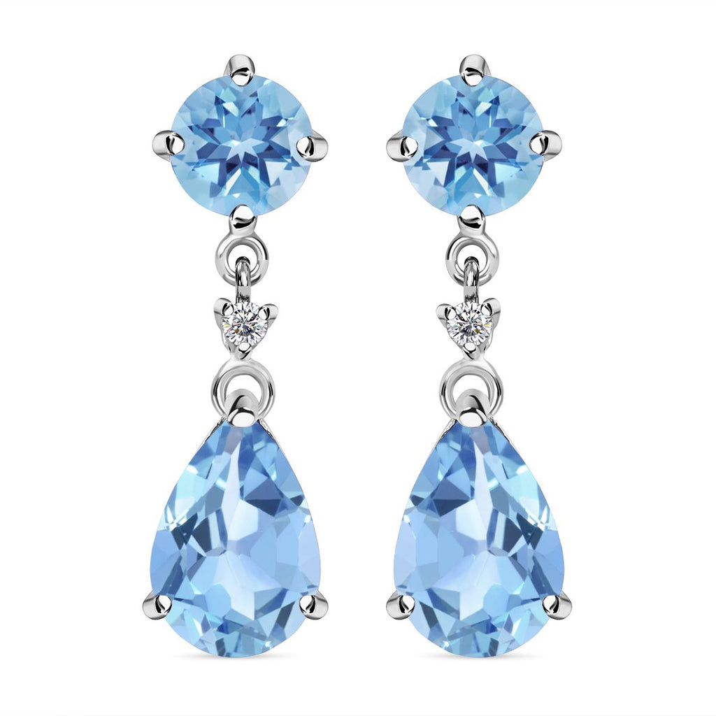 Himmelblaue Topas Ohrringe, 925 Silber ca. 10,46 ct
