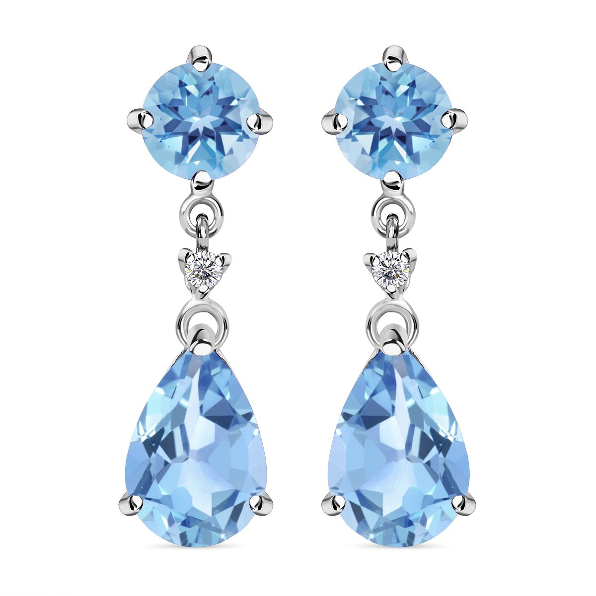Himmelblaue Topas Ohrringe, 925 Silber ca. 10,46 ct