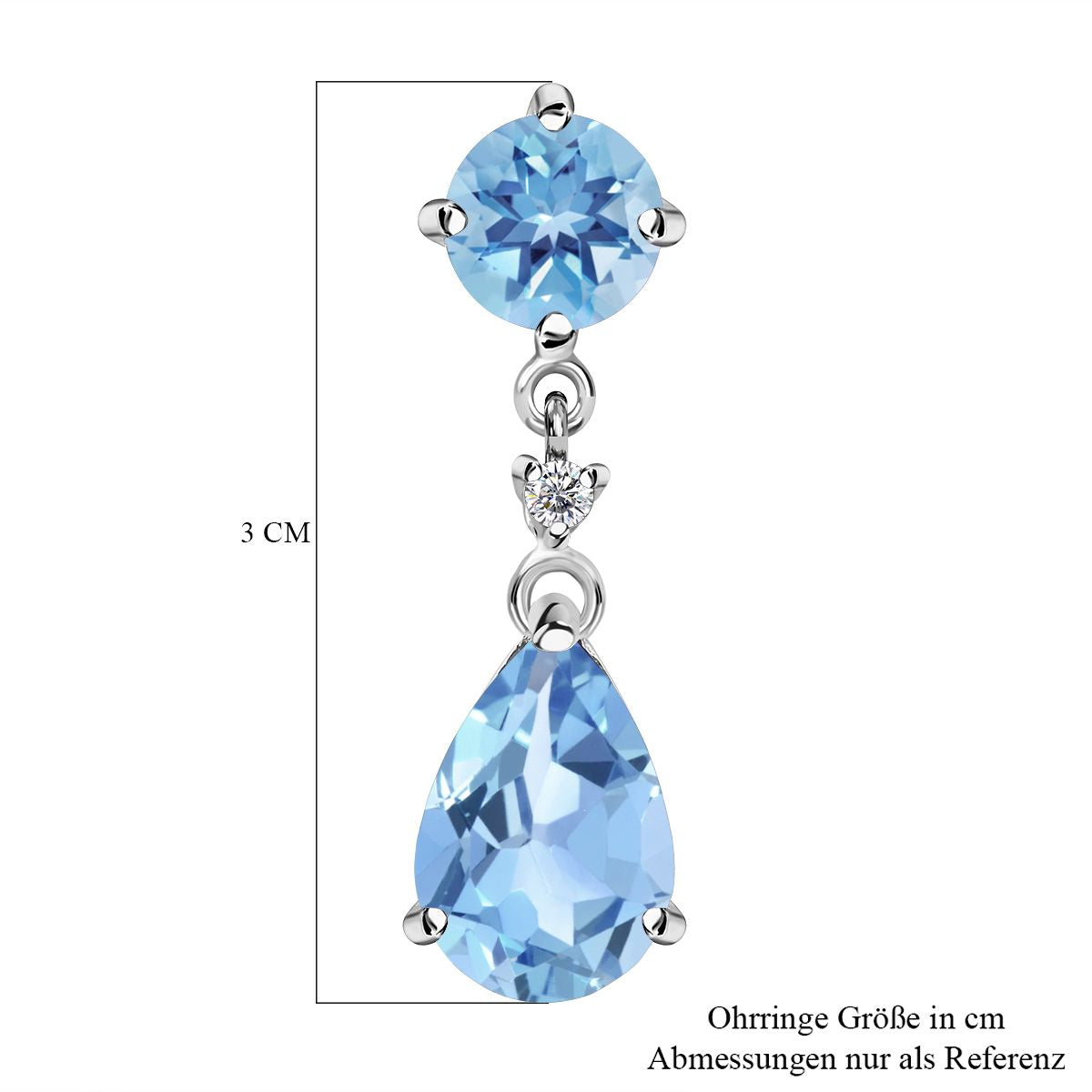 Himmelblaue Topas Ohrringe, 925 Silber ca. 10,46 ct