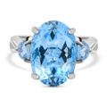 Himmelblauer Topas Ring, 925 Silber platiniert (Größe 16.00) ca. 7,74 ct