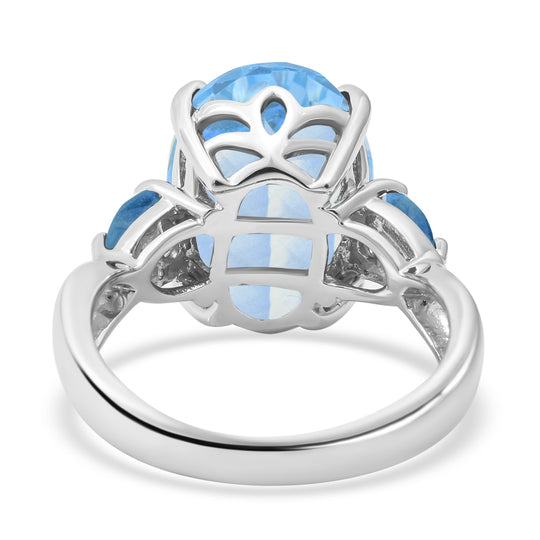 Himmelblauer Topas Ring, 925 Silber platiniert ca. 7,74 ct