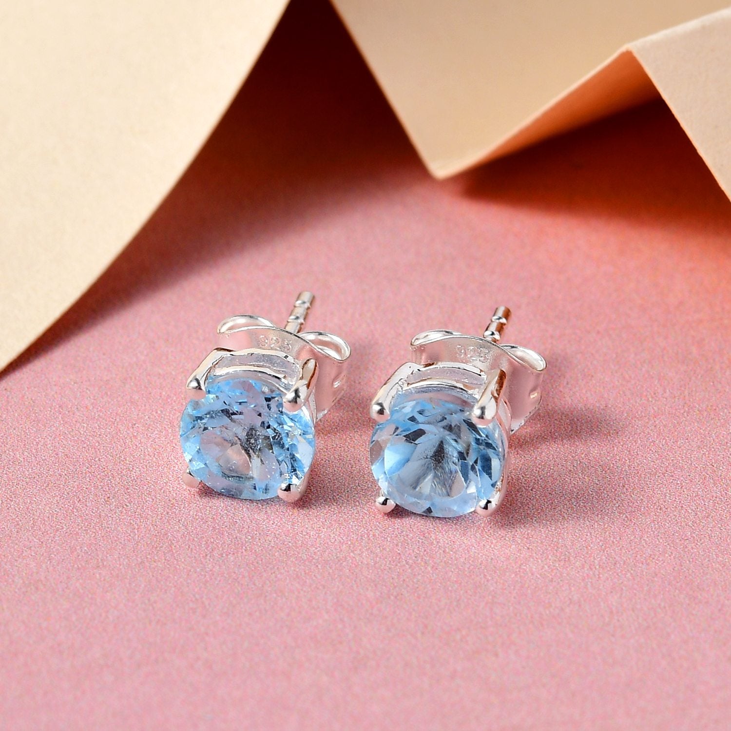 Himmelblaue Topas Ohrringe, 925 Silber ca. 2,08 ct