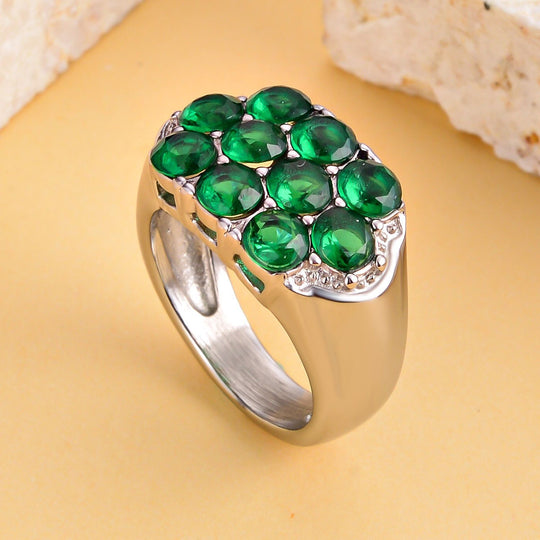 Grüner Zirkonia Ring, 316L Edelstahl (Größe 17.00) ca. 2.00 ct