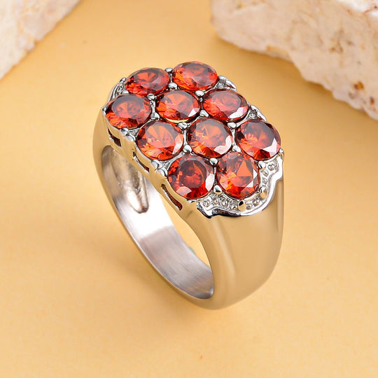 Roter Zirkonia Ring, 316L Edelstahl (Größe 16.00) ca. 2.00 ct
