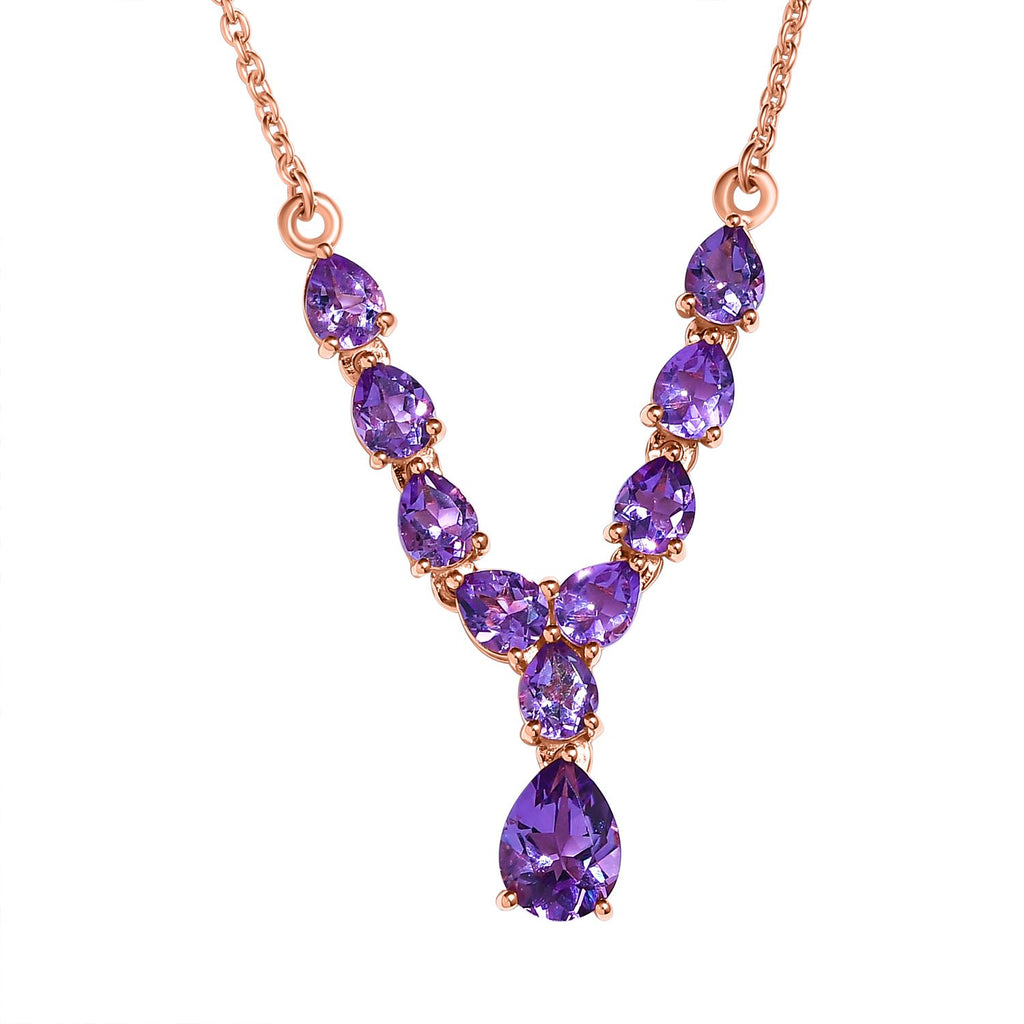 Rose De France Amethyst Collier, ca. 45 cm, 925 Silber Roségold Vermeil ca. 3.82 ct