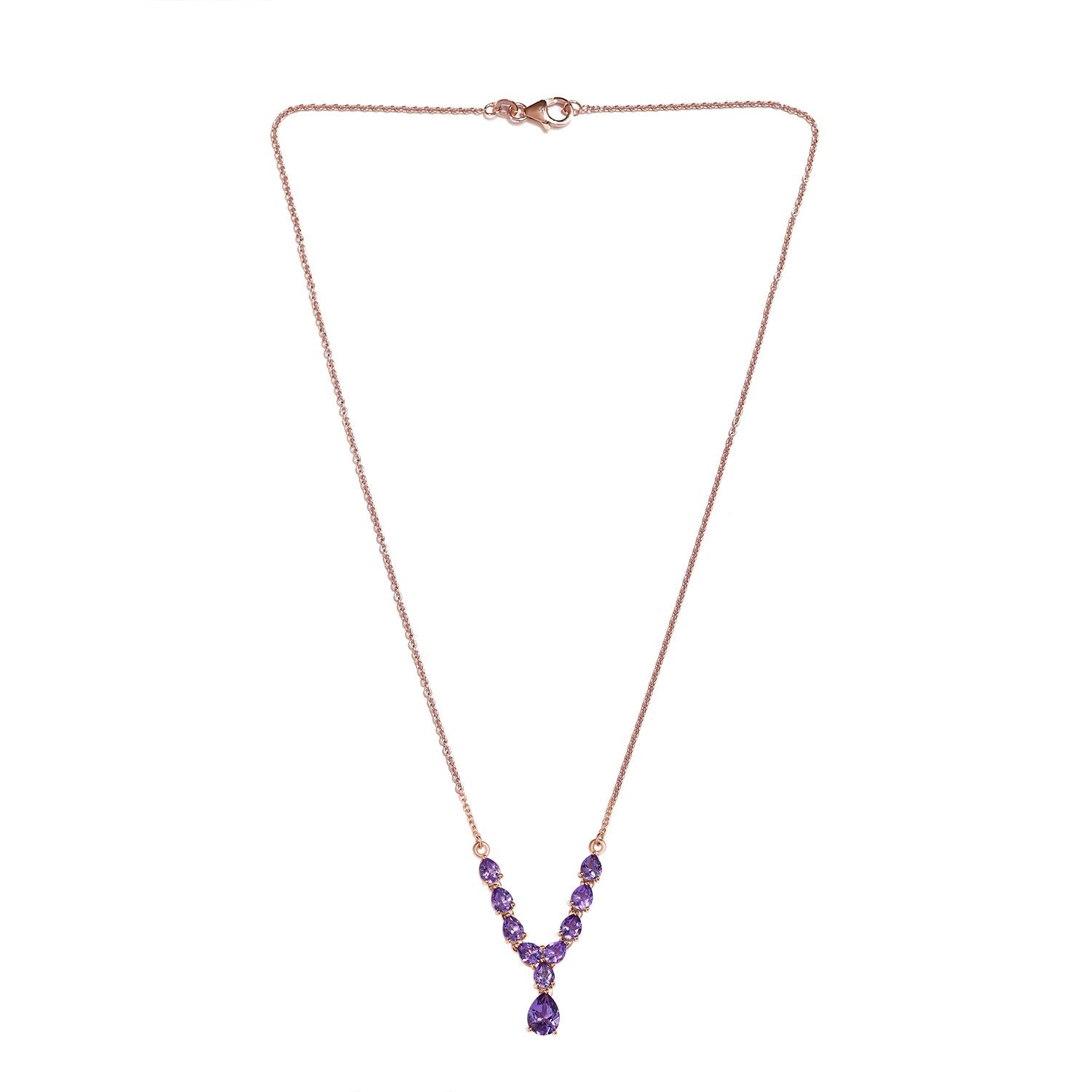 Rose De France Amethyst Collier, ca. 45 cm, 925 Silber Roségold Vermeil ca. 3.82 ct