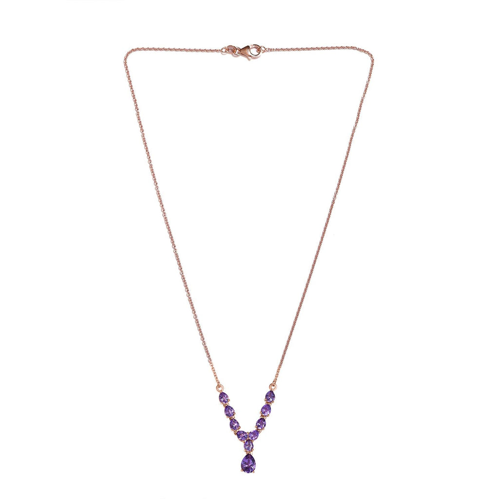 Rose De France Amethyst Collier, ca. 45 cm, 925 Silber Roségold Vermeil ca. 3.82 ct